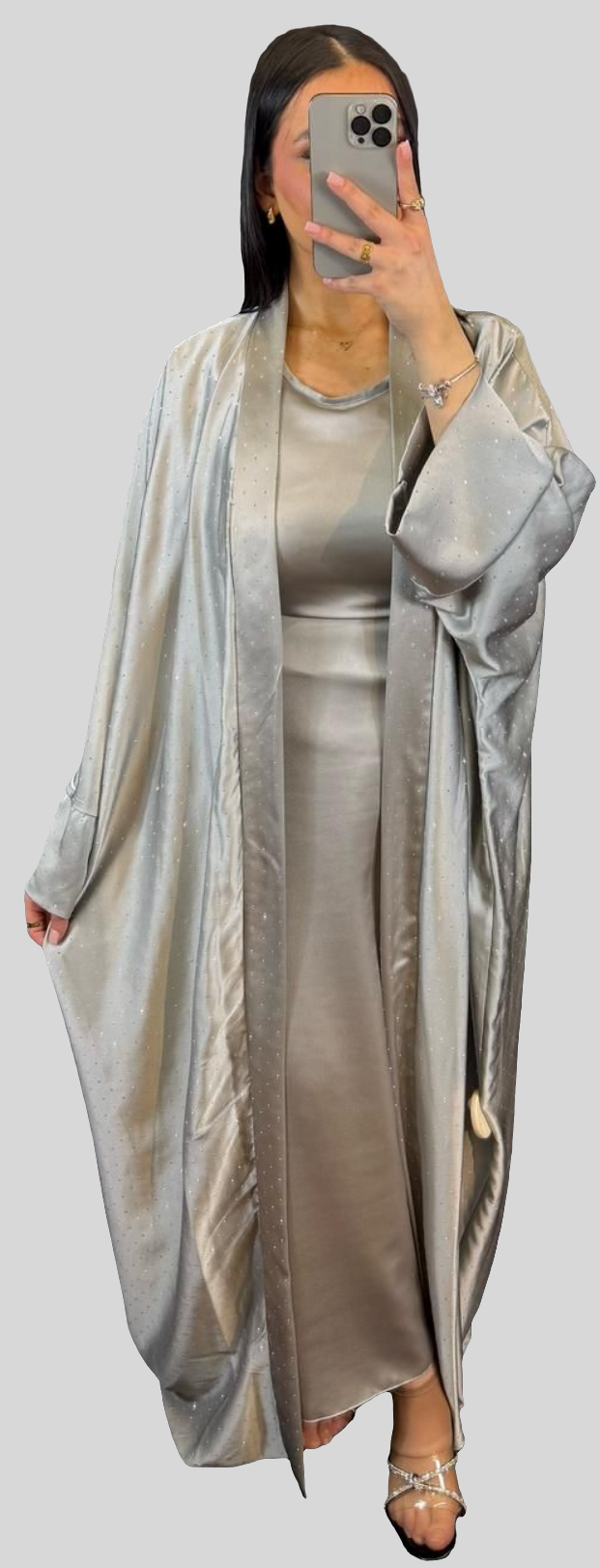 Abaya 2-Teilig kimono mit Metalik Strass