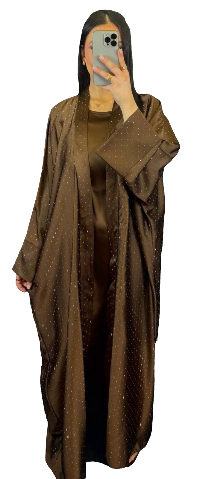 Abaya 2-Teilig Kimono mit Metalik Straß